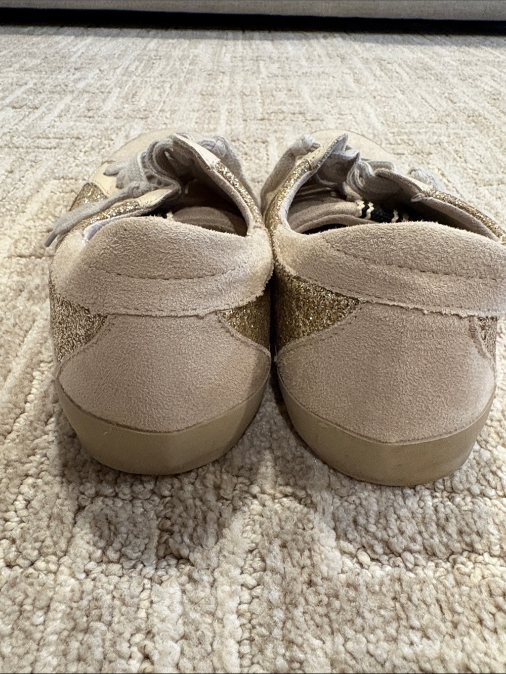 ShuShop Cream Lace-Up Sneakers with Glitter Star Accent - Picture 4 of 7